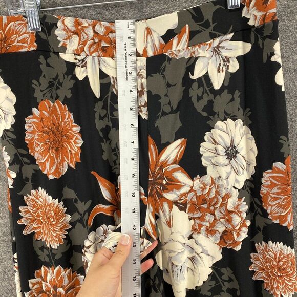Beautiful Pants Women S Small Black Floral High Rise Pull On Flat Front Casual - Picture 5 of 10